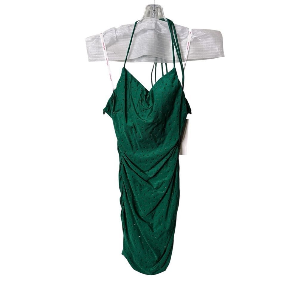 PromGirl Jewel Green Rhinestone Ruched Bodycon Dress - NWT Size 2